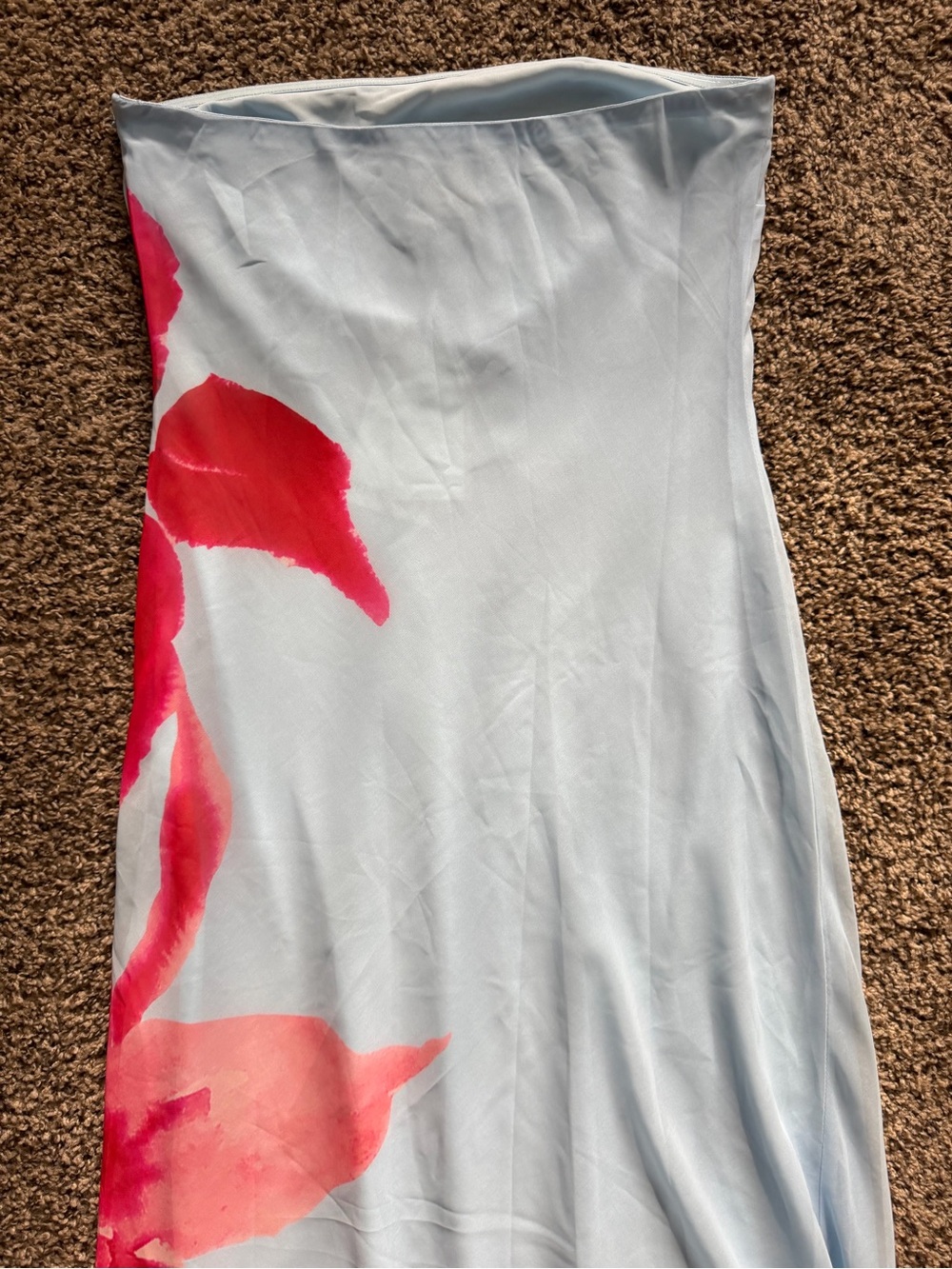 Peppermayo Light Blue Strapless Maxi Dress with Pink-Red Floral Print - Picture 9 of 11